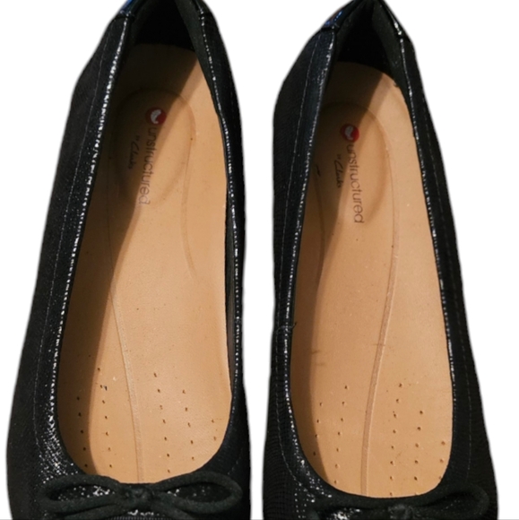 Unstructured By Clarks Un Blush Cap Women's Ballet Flat Bow Shoe Black Size 7M - Picture 7 of 8